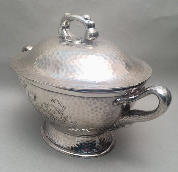 Tiffany & Co Hand Hammered Sterling Silver Japanesque 1879 Tureen With Handles